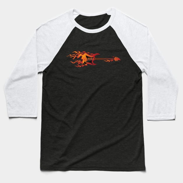 Electric Guitar Fire Illustration Baseball T-Shirt by hobrath